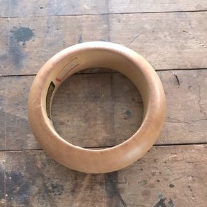 Vintage wood bangle bracelet teak 70s